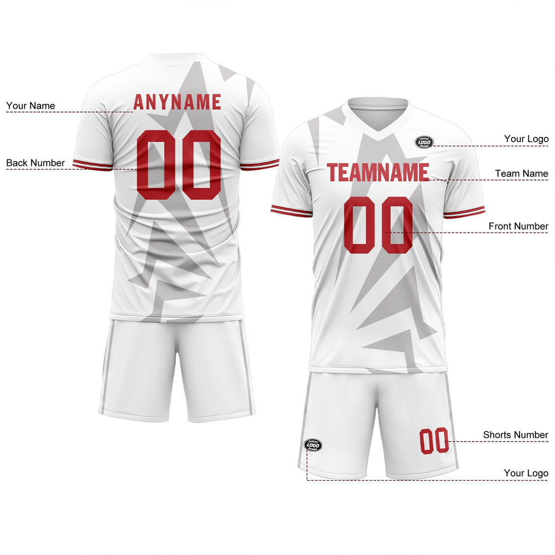 Custom White Gray Soccer Sets Jersey Personalized SCJ101-D28046