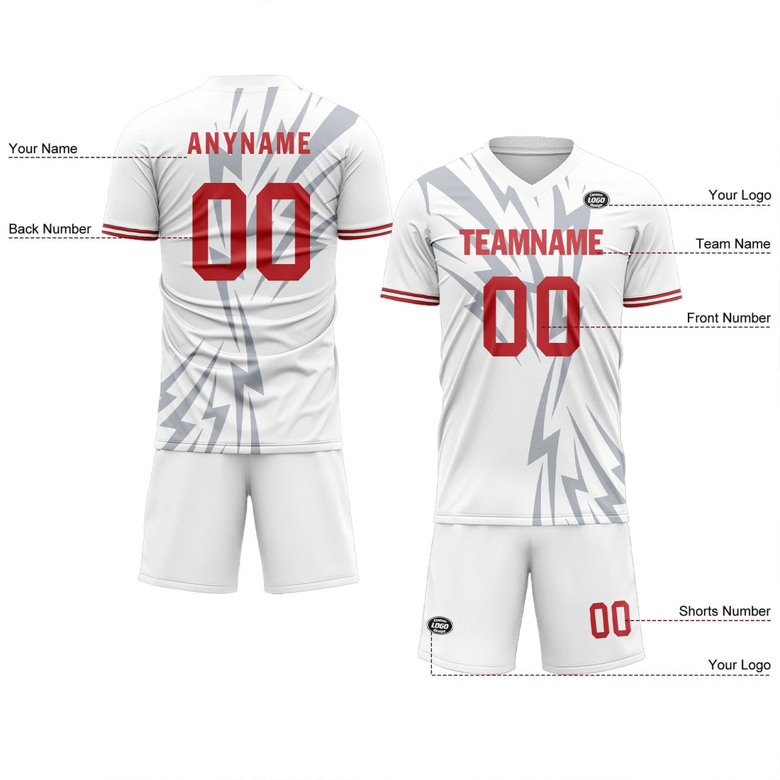 Custom White Gray Soccer Sets Jersey Personalized SCJ101-D28038