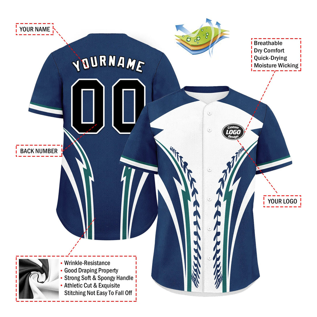 Custom Personalized Authentic Baseball Jersey BSBJ01-E023019-25