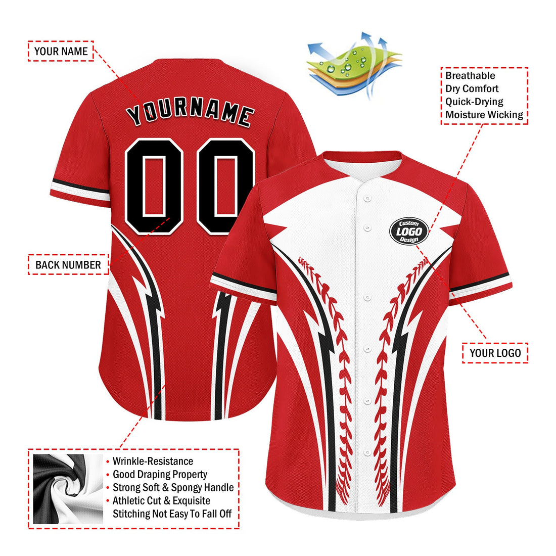 Custom Personalized Authentic Baseball Jersey BSBJ01-E023019-26