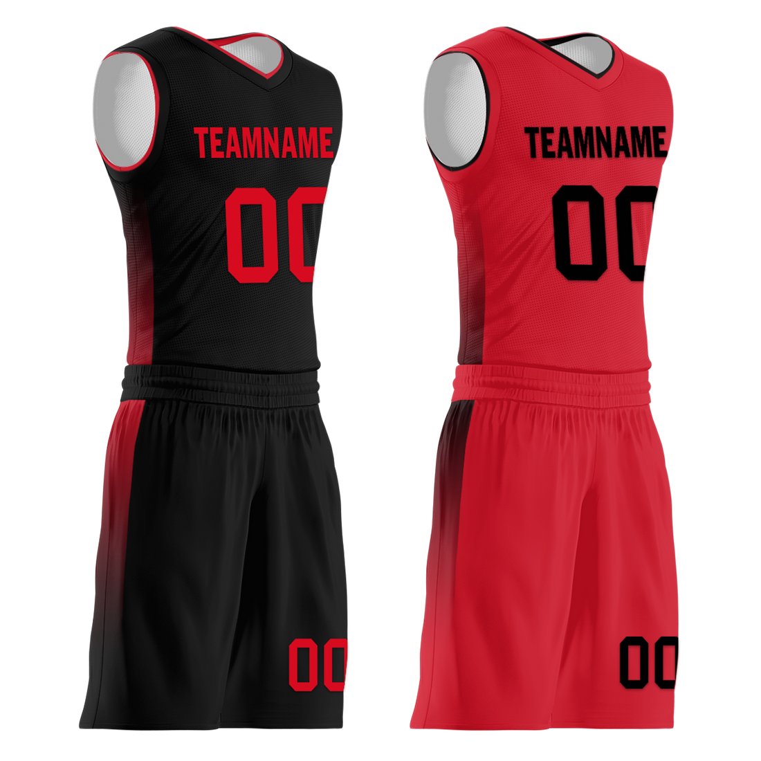 Custom Black Red Classic Style Reversible Basketball Uniform Personalized BBJR-D017018