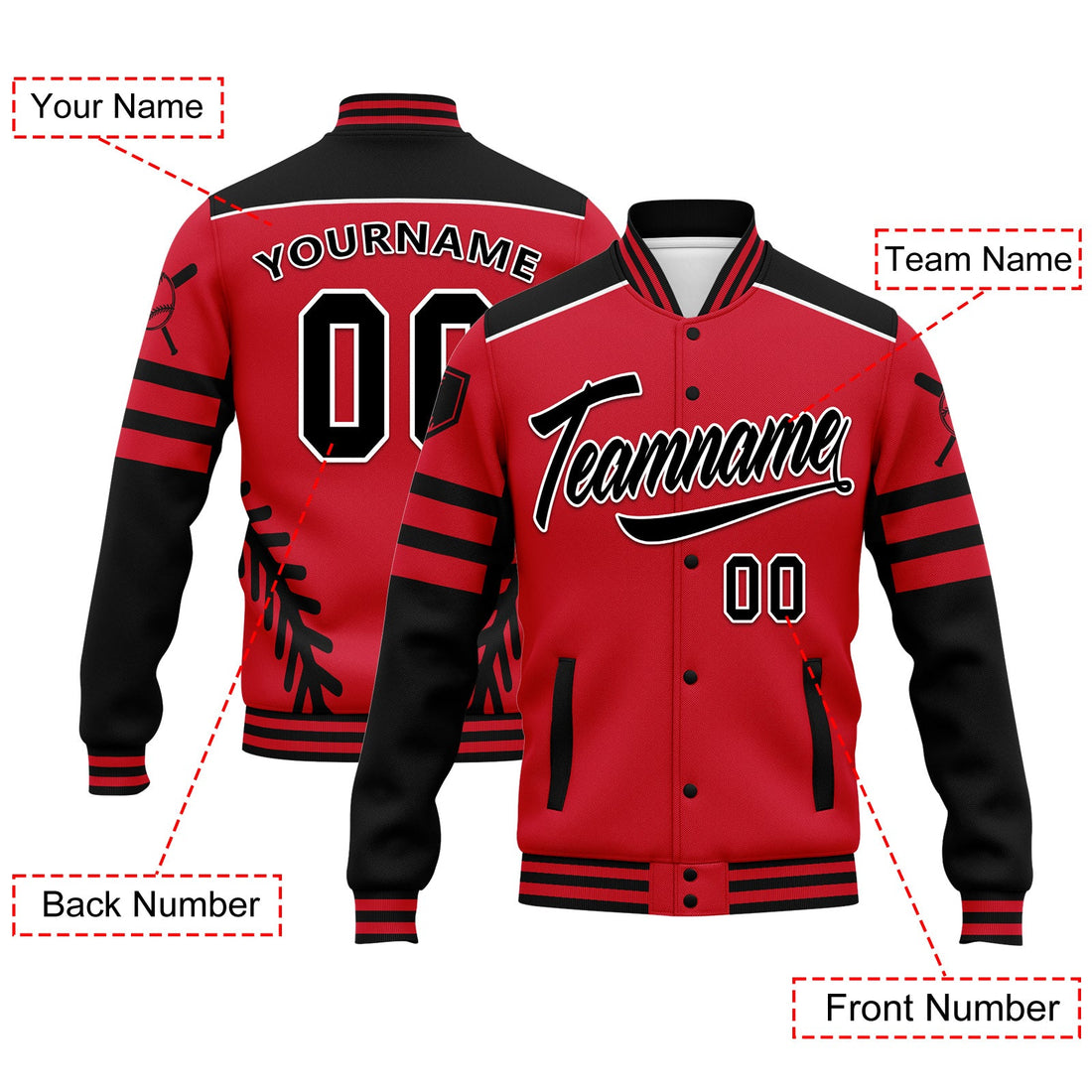 Custom Jacket Bomber Full-Snap Varsity Letterman Personalized Jacket FZ005-D023003-5