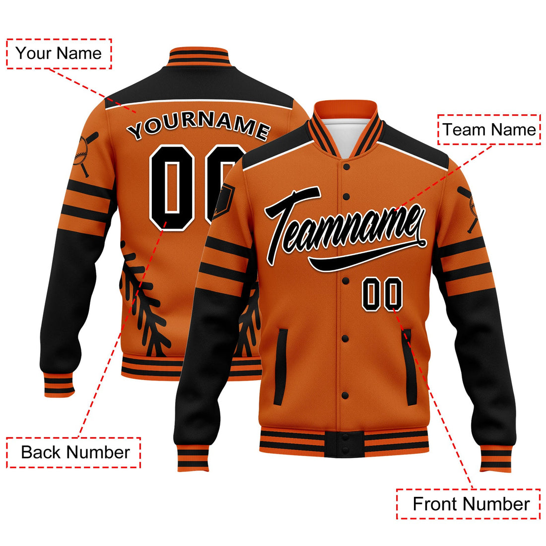 Custom Jacket Bomber Full-Snap Varsity Letterman Personalized Jacket FZ005-D023003-8