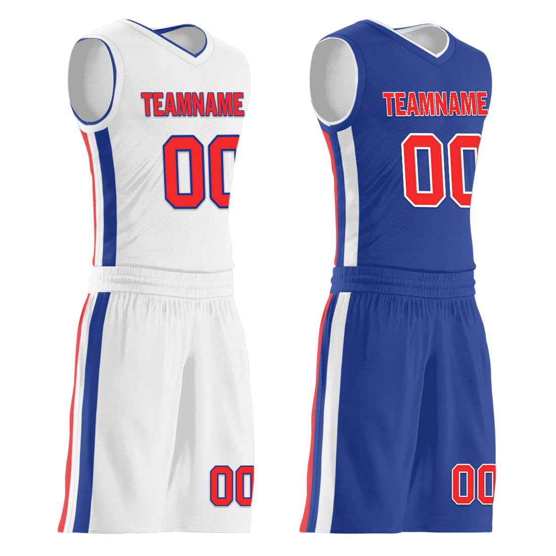 Custom White Blue Classic Style Reversible Basketball Uniform Personalized BBJR-D017020