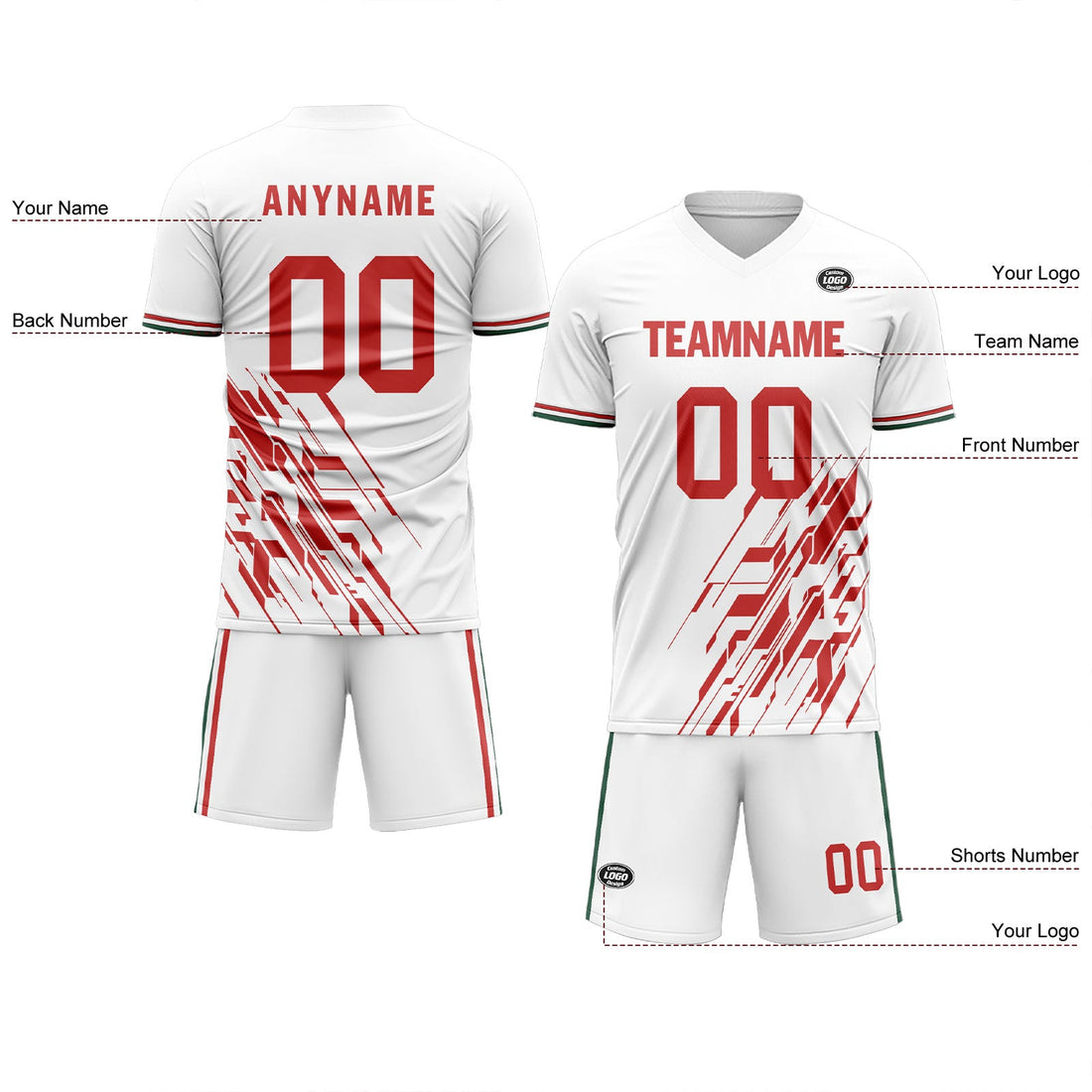 Custom White Red Soccer Sets Jersey Personalized SCJ101-D28035