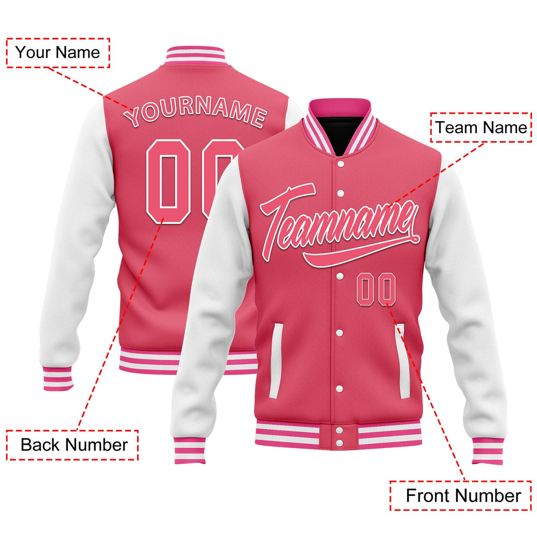 Custom Raglan Sleeves Jacket Bomber Full-Snap Varsity Letterman Personalized Jacket FZ005-D025002-2