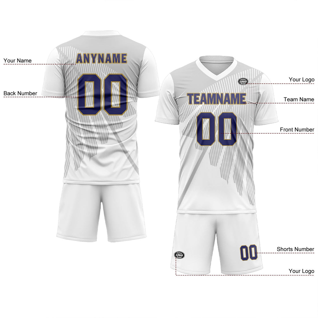 Custom Gray White Soccer Sets Jersey Personalized SCJ101-D28042