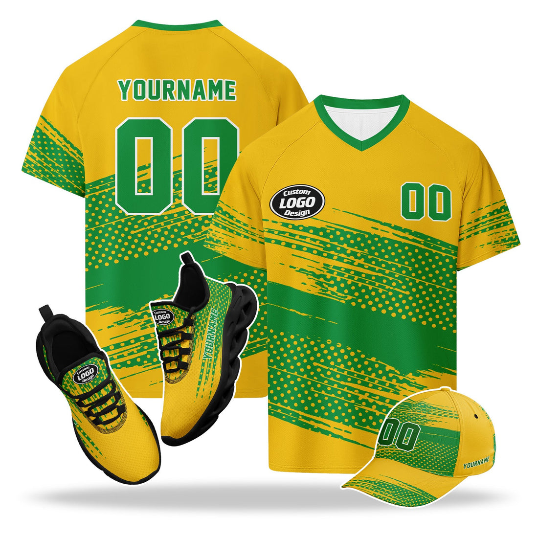 Custom 2026 World Cup Brazil High Quality Soccer Stadium Version Jersey Sneakers Sports Shoes and Hat Combo Offer Personalized Team Name and Logo ZH-F027089-5