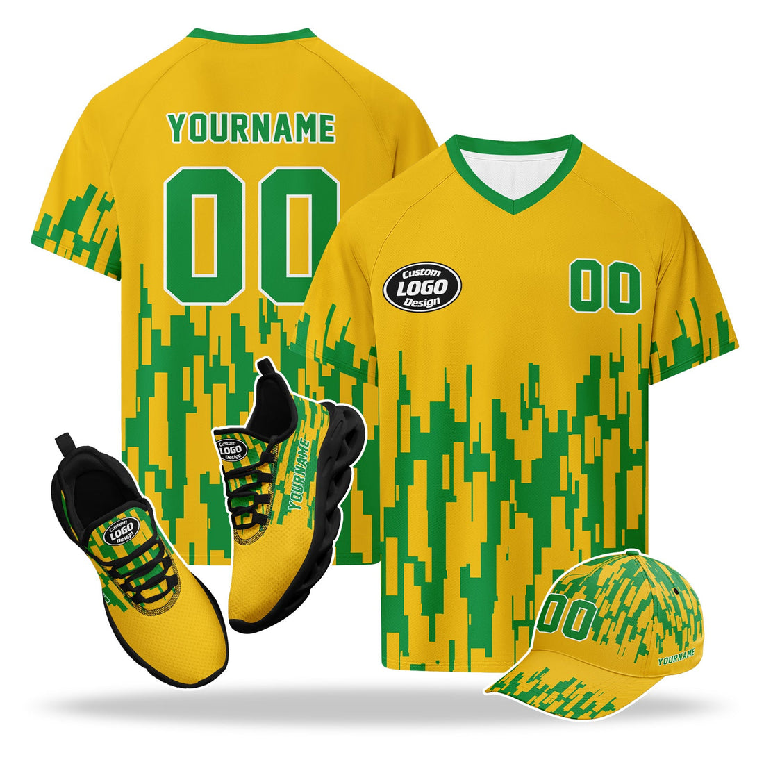 Custom 2026 World Cup Brazil High Quality Soccer Stadium Version Jersey Sneakers Sports Shoes and Hat Combo Offer Personalized Team Name and Logo ZH-F027089-2