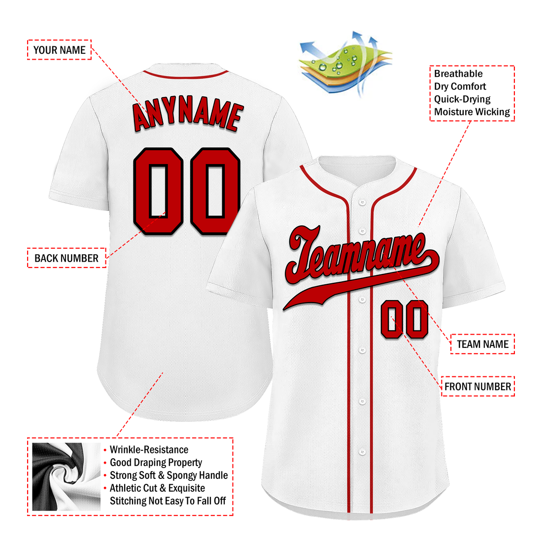 Unique Gift,Custom White Classic Style Red Personalized Authentic Baseball Jersey BSBJ01-bd0faa0