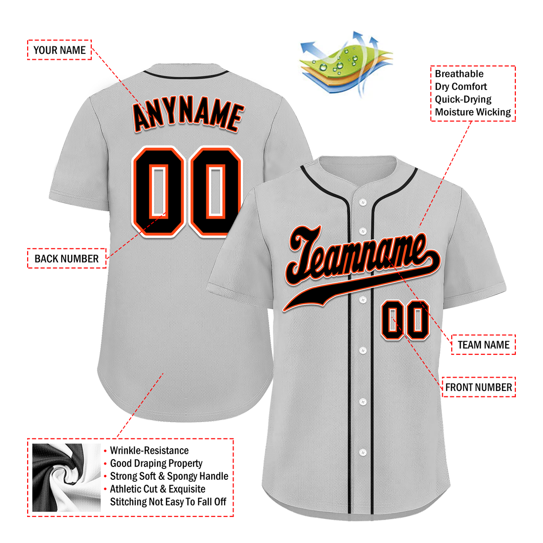 Unique Gift,Custom Grey Classic Style Black Personalized Authentic Baseball Jersey BSBJ01-bd0faac