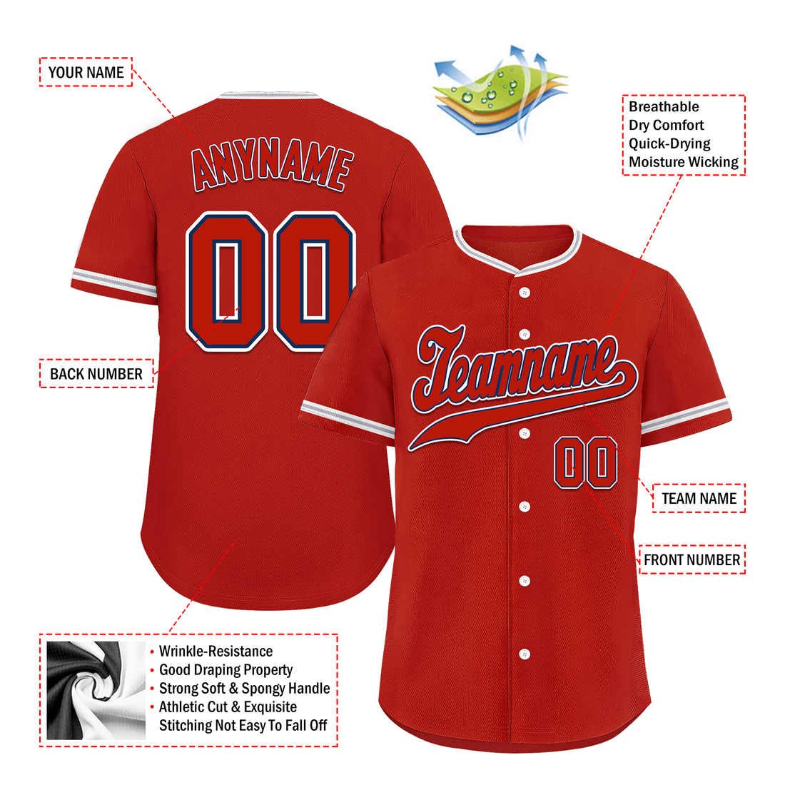 Custom Red Classic Style Red Personalized Authentic Baseball Jersey BSBJ01-bd0fab7