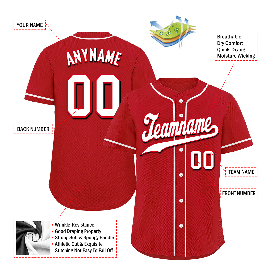 Unique Gift,Custom Red Classic Style White Personalized Authentic Baseball Jersey BSBJ01-bd0fadf