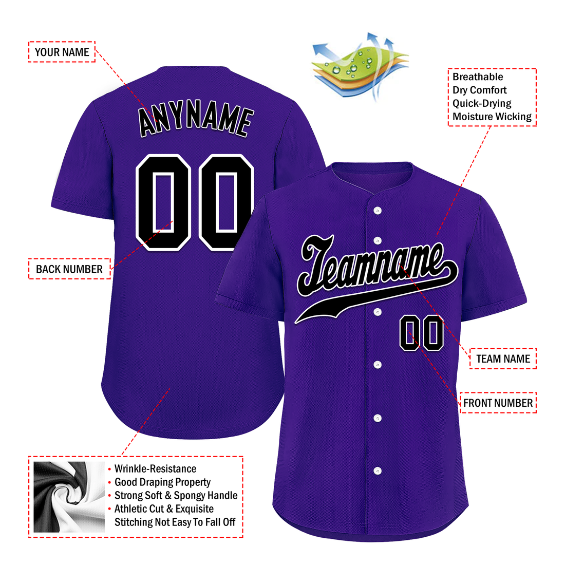 Custom Purple Classic Style Black Personalized Authentic Baseball Jersey BSBJ01-bd0fae9