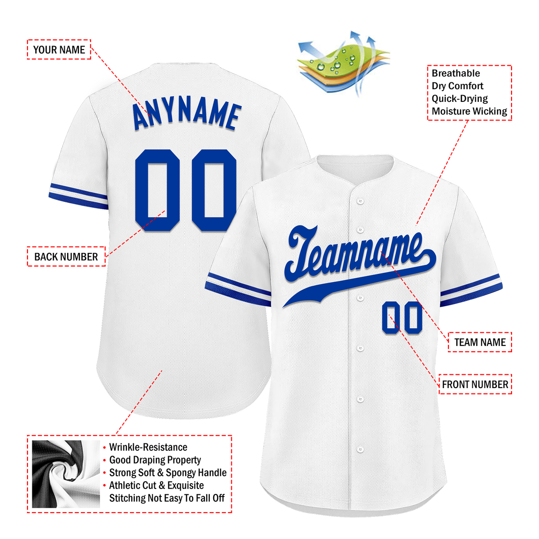 Unique Gift,Custom White Classic Style Blue Personalized Authentic Baseball Jersey BSBJ01-bd0fa0f