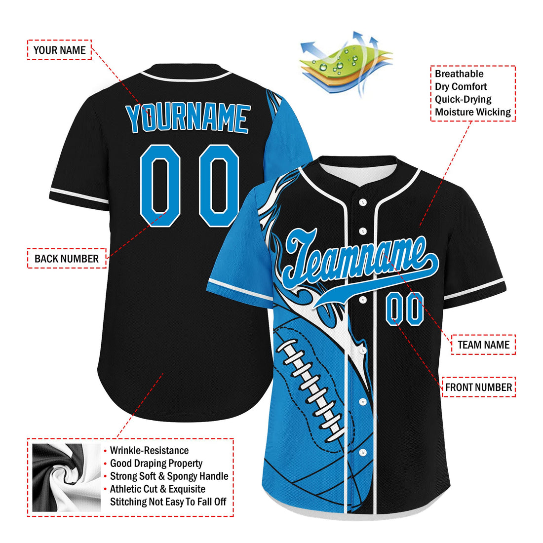 Custom Black Blue Classic Style Personalized Authentic Baseball Jersey UN002-D0b0a00-f