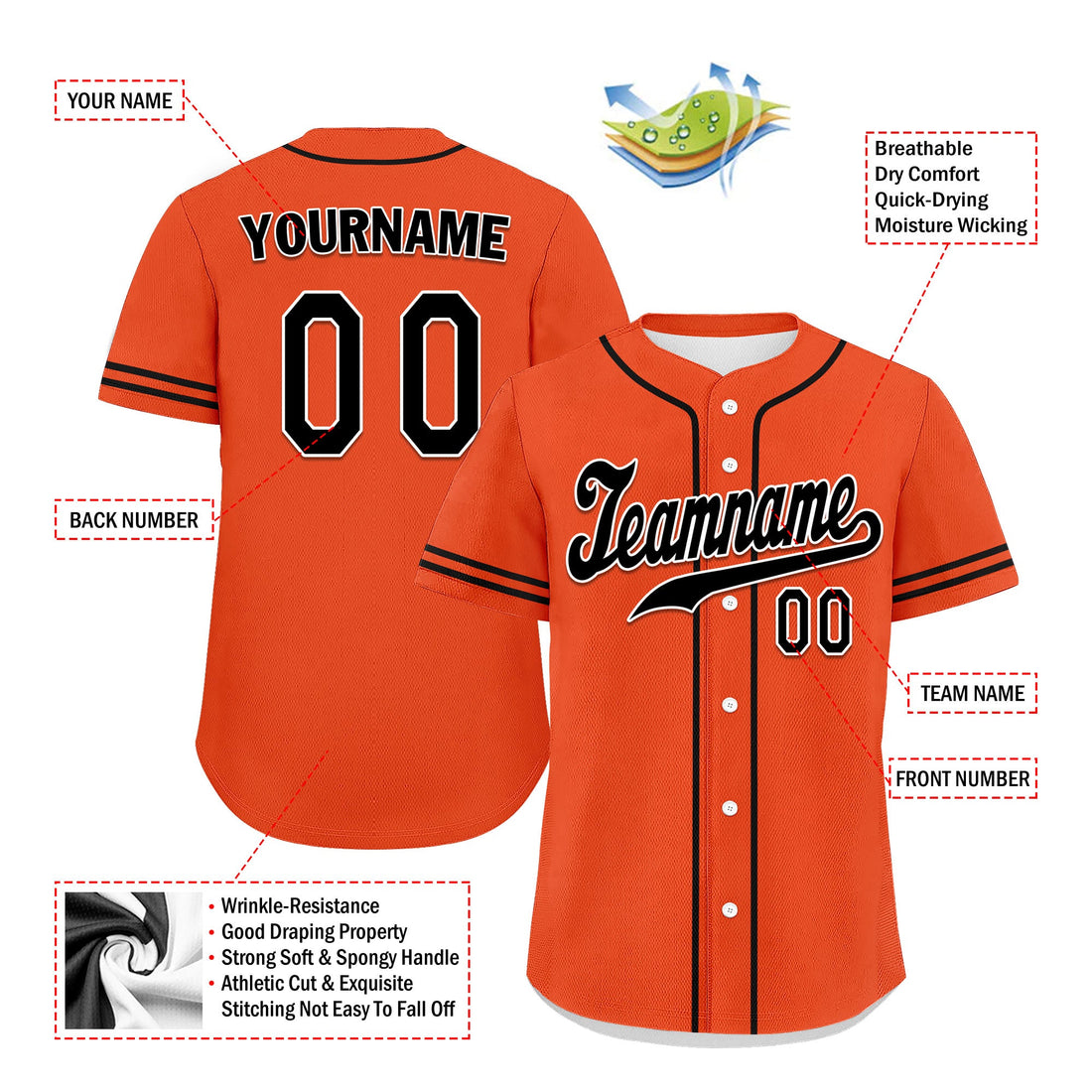 Unique Gift,Custom Red Classic Style Black Personalized Authentic Baseball Jersey UN002-bd0b00d8-b0