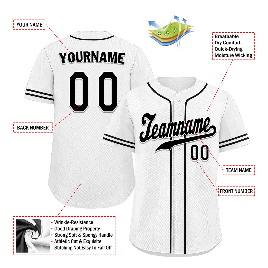 Unique Gift,Custom White Classic Style Black Personalized Authentic Baseball Jersey UN002-bd0b00d8-bf