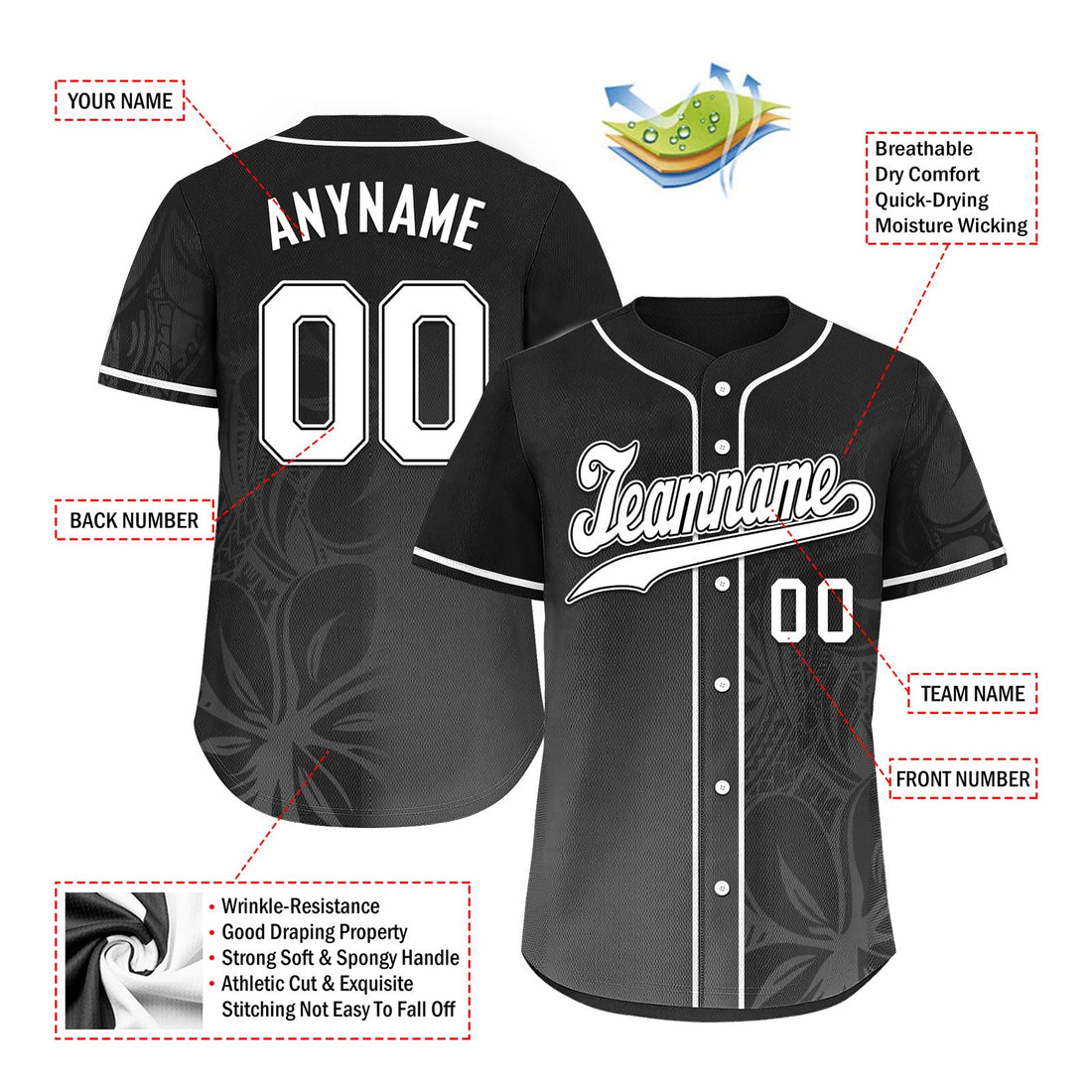 Holiday Gifts,Custom Black Classic Style Personalized Authentic Baseball Jersey BSBJ01-D020160-1