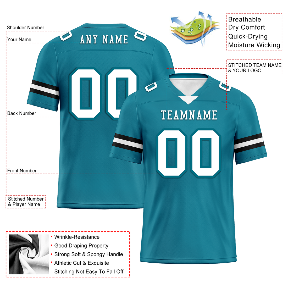 Custom Blue Classic Style Personalized Authentic Football Jersey FBJ02-bd0a70be