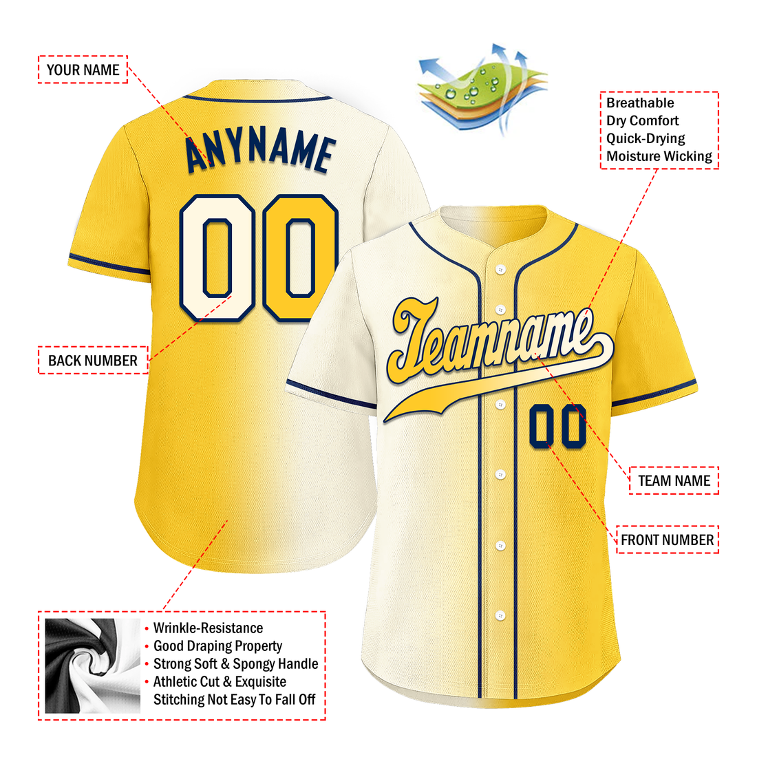 Custom White Yellow Gradient Fashion Personalized Authentic Baseball Jersey BSBJ01-D0a709f