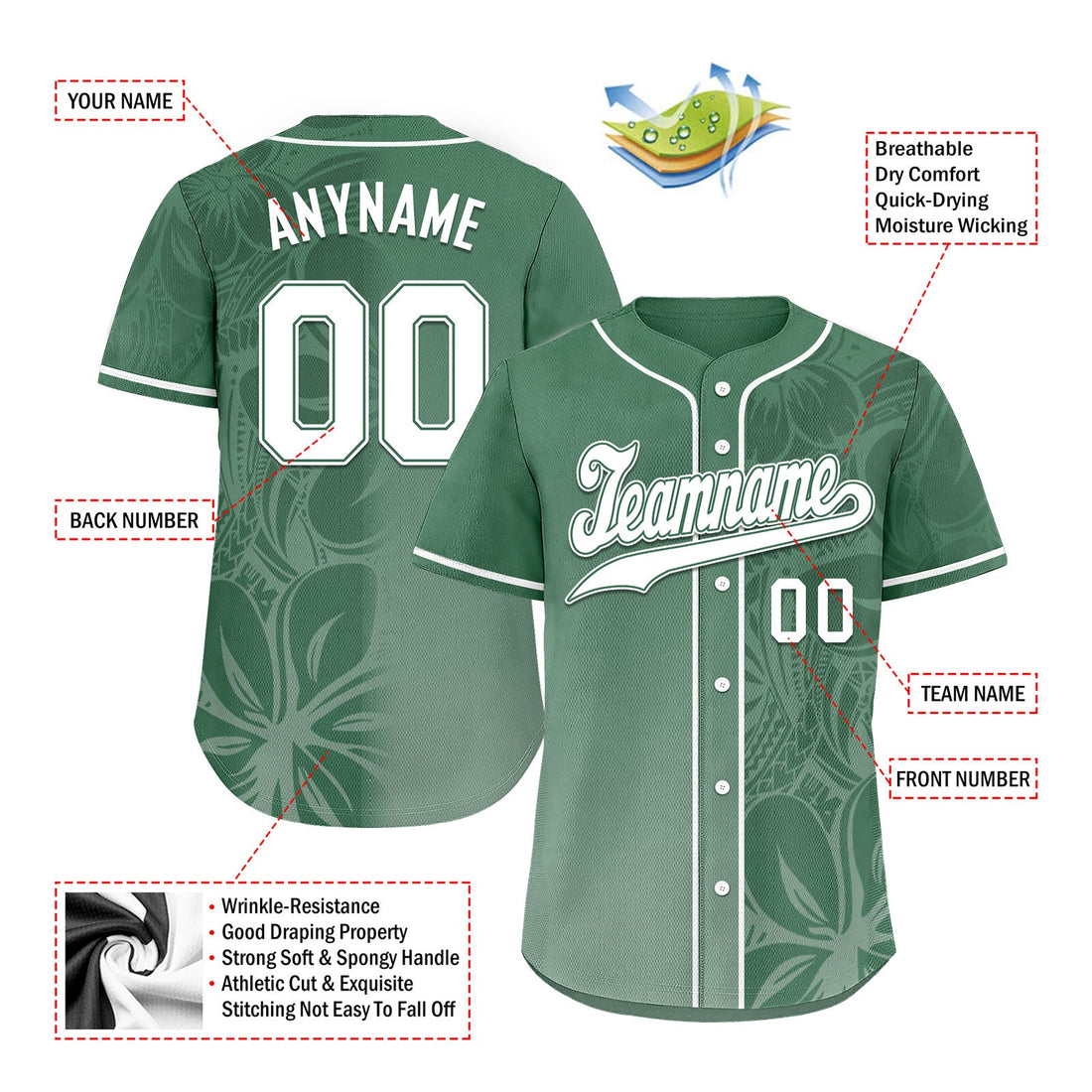 Custom Green Classic Style Personalized Authentic Baseball Jersey BSBJ01-D020160-7