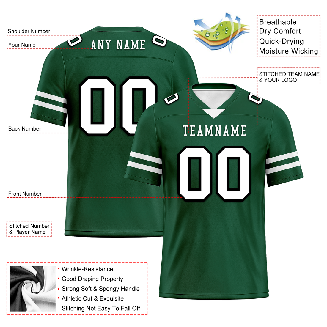 Custom Green Classic Style Personalized Authentic Football Jersey FBJ02-bd0a70a9
