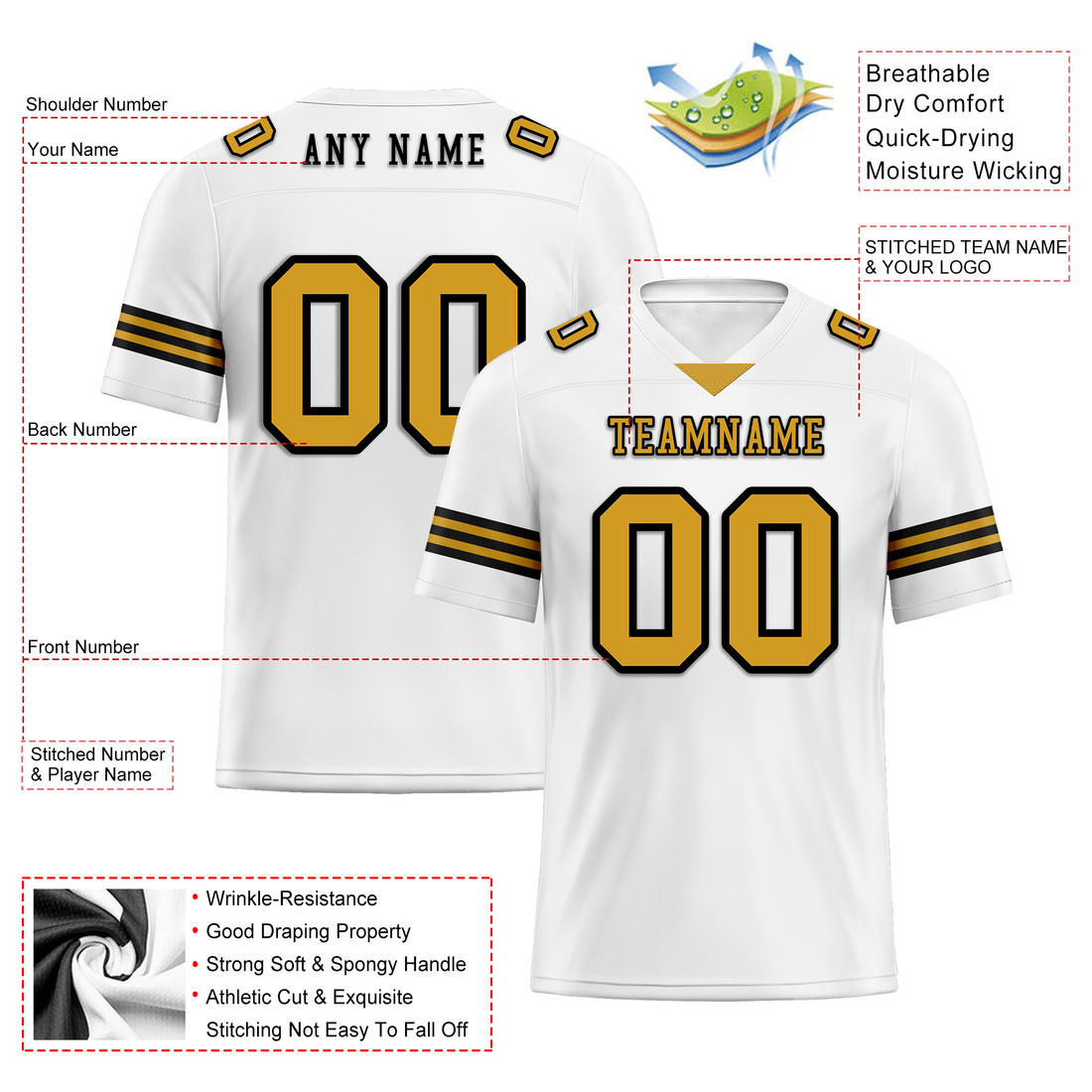 Luxury Gifts,Custom White Classic Style Personalized Authentic Football Jersey FBJ02-bd0a70a0