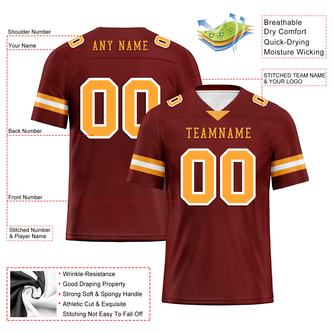 Custom Brown Classic Style Personalized Authentic Football Jersey FBJ02-bd0a70af
