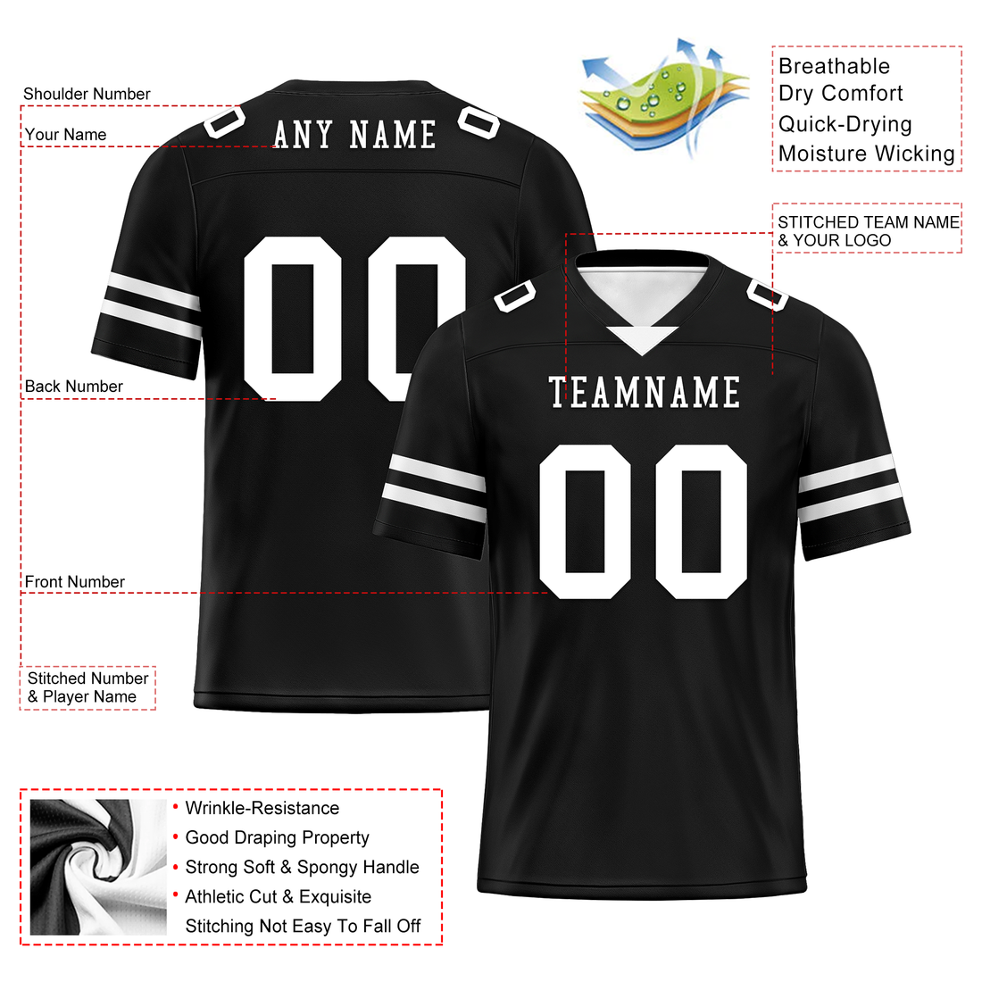 Custom Black Classic Style Personalized Authentic Football Jersey FBJ02-bd0a70bc