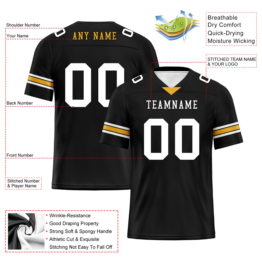 Custom Black Classic Style Personalized Authentic Football Jersey FBJ02-bd0a70a8