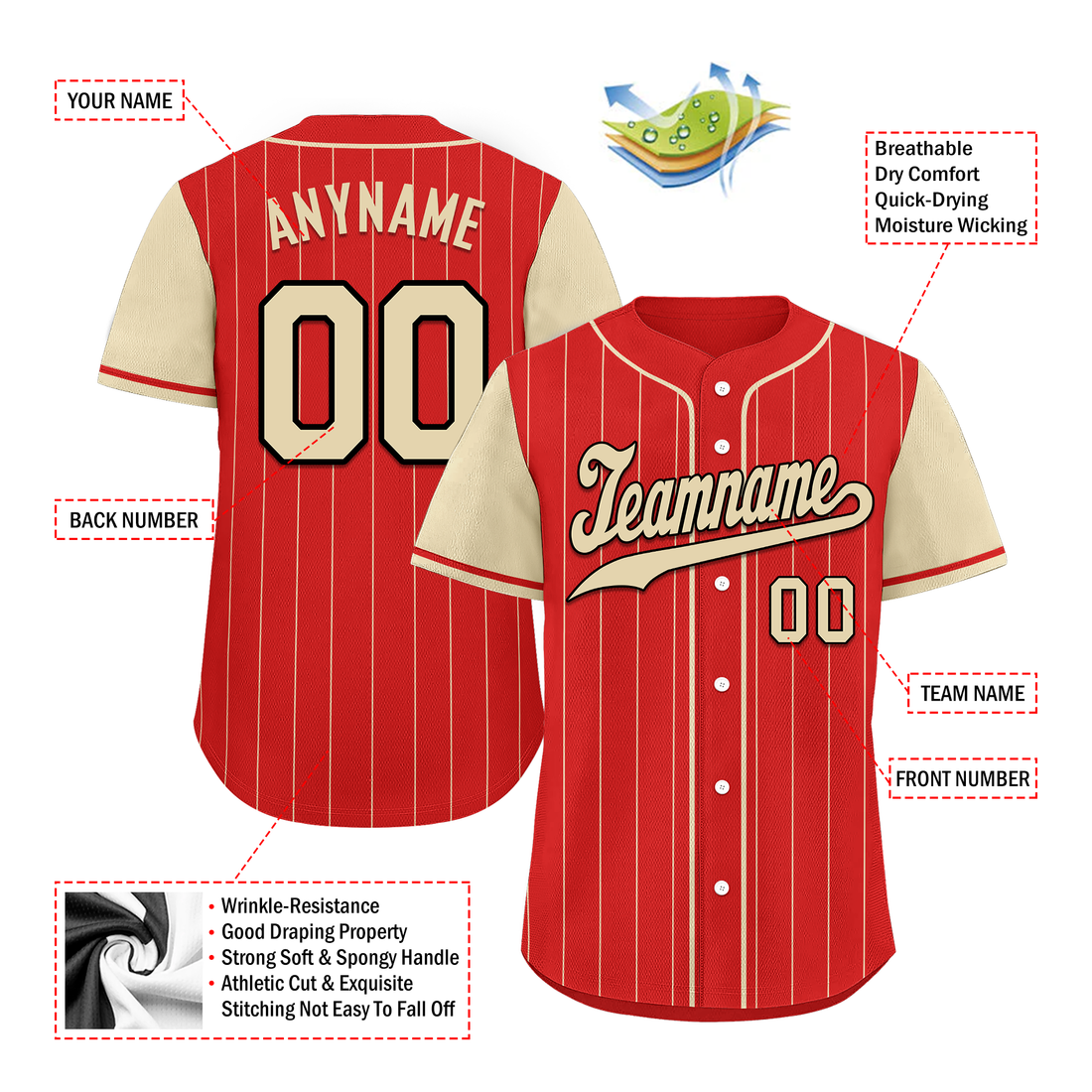 Corporate Gifts,Custom Red Yellow Stripe Fashion Personalized Authentic Baseball Jersey BSBJ01-D017236