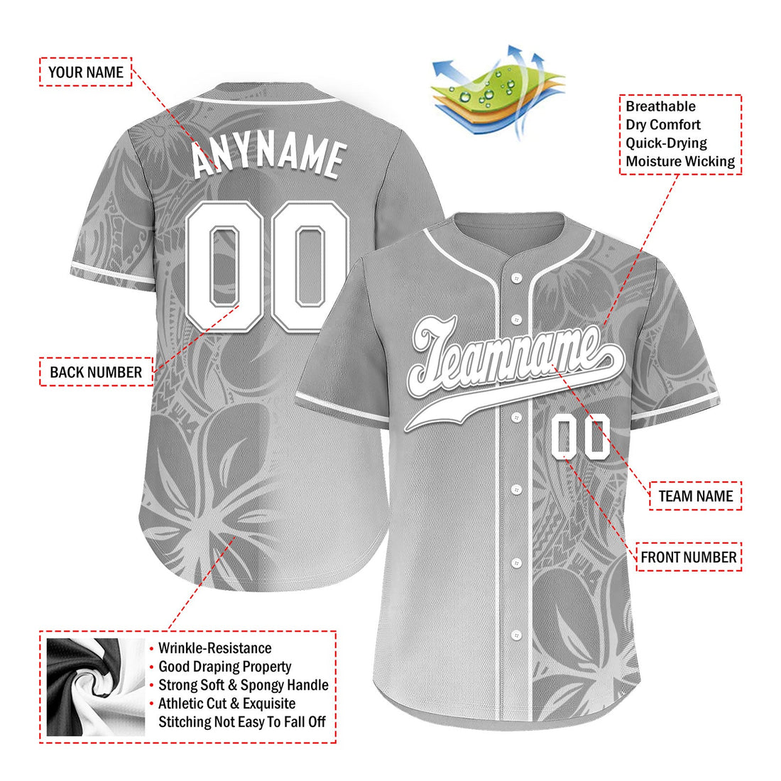 Custom Gray Classic Style Personalized Authentic Baseball Jersey BSBJ01-D020160-8