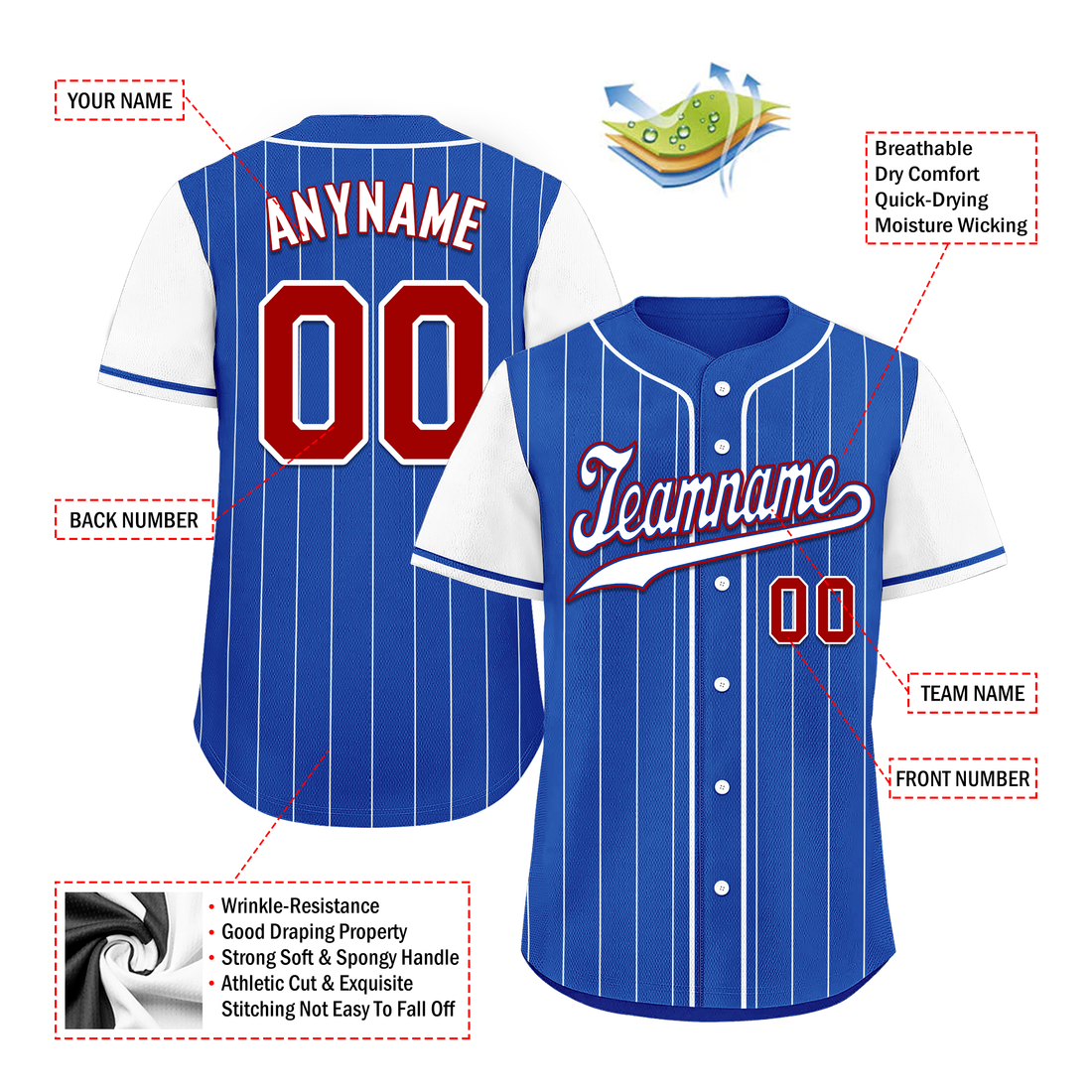 Custom Blue Stripe Fashion Personalized Authentic Baseball Jersey BSBJ01-D017223