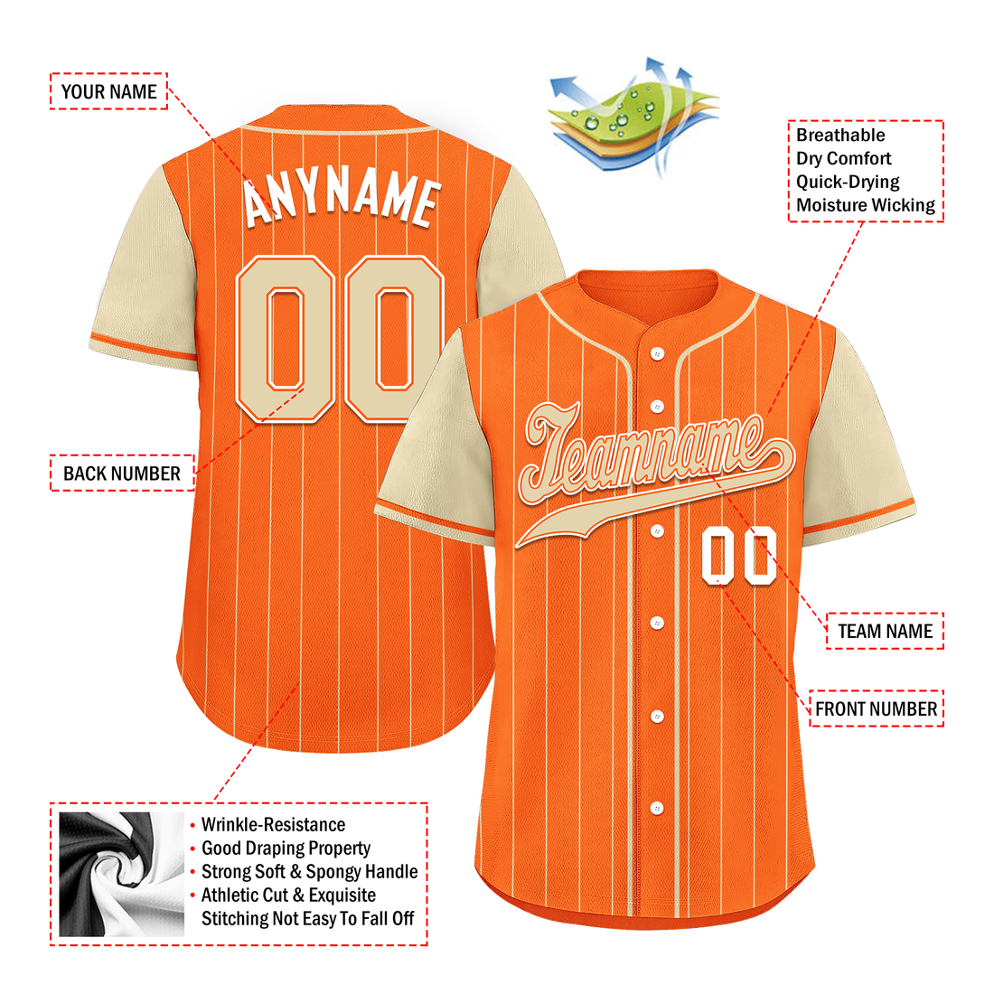 Corporate Gifts,Custom Orange Yellow Stripe Fashion Personalized Authentic Baseball Jersey BSBJ01-D017235