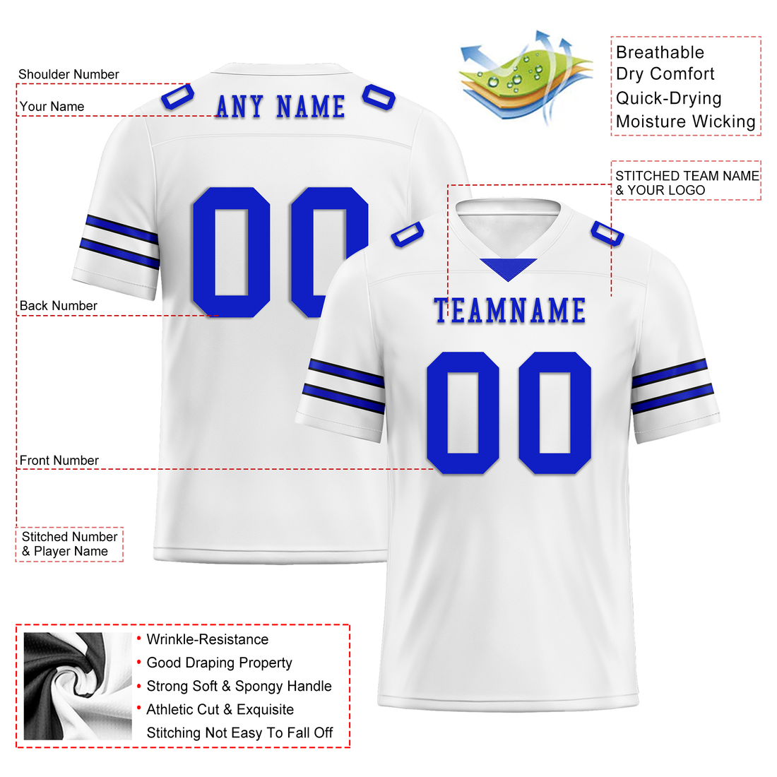 Custom White Classic Style Personalized Authentic Football Jersey FBJ02-bd0a700e