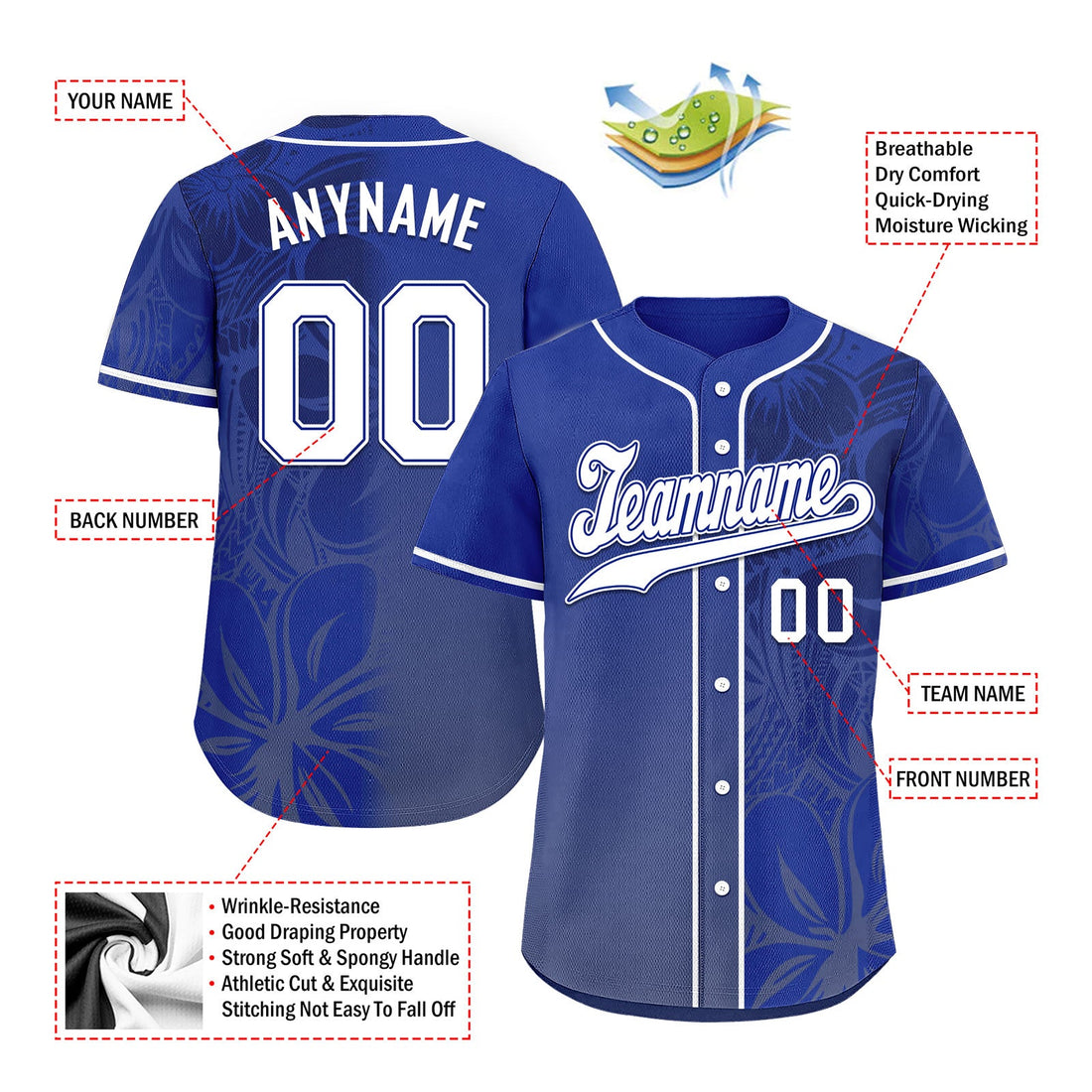 Custom Blue Classic Style Personalized Authentic Baseball Jersey BSBJ01-D020160-9