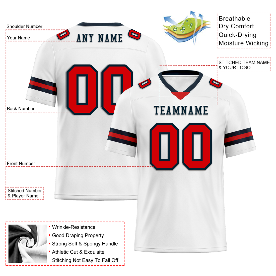 Custom White Classic Style Personalized Authentic Football Jersey FBJ02-bd0a70b7