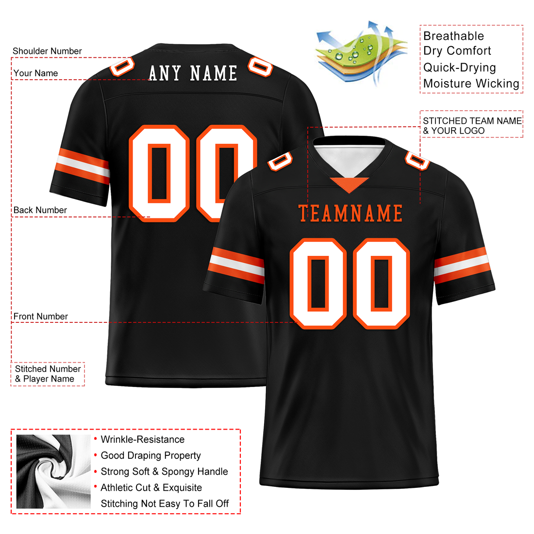 Custom Black Classic Style Personalized Authentic Football Jersey FBJ02-bd0a70c0