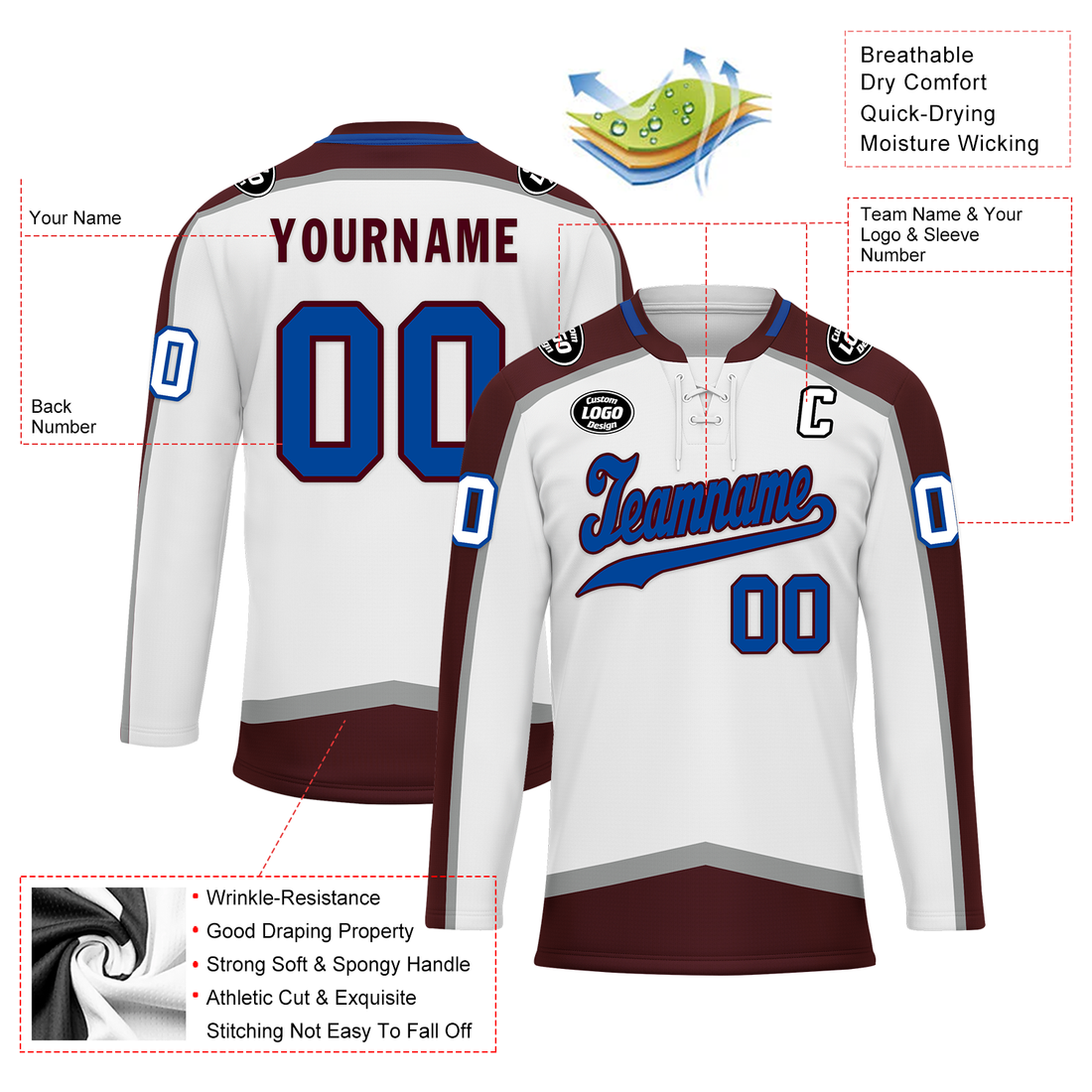 Custom White Red Personalized Hockey Jersey HCKJ01-D0a70ea