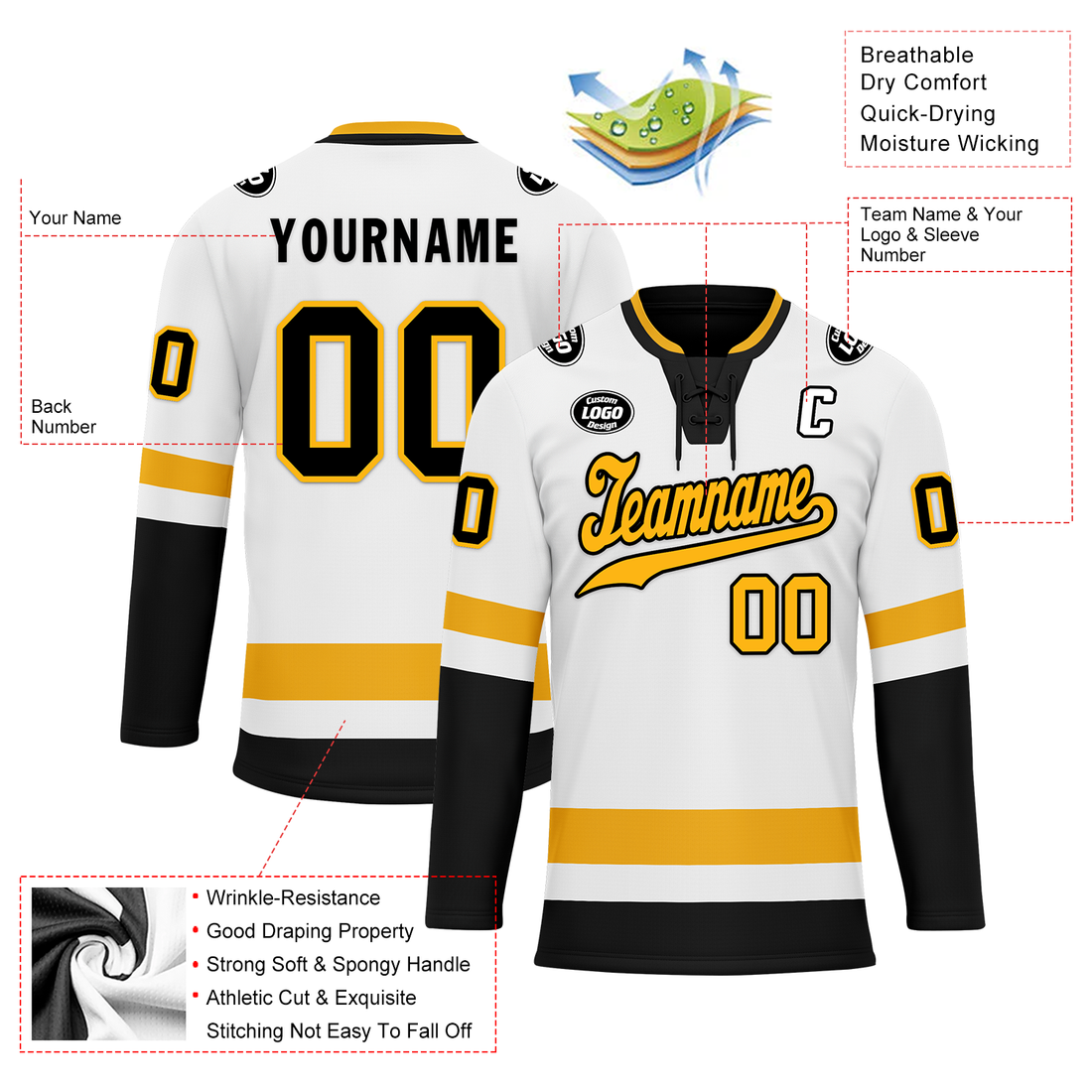 Custom White Black Personalized Hockey Jersey HCKJ01-D0a70a0