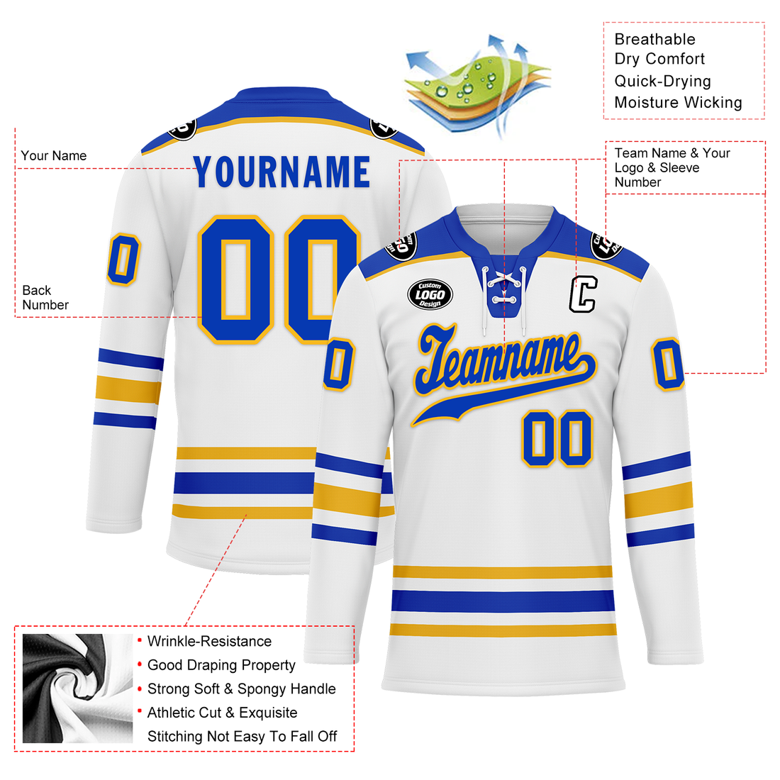 Custom White Blue Personalized Hockey Jersey HCKJ01-D0a70ab