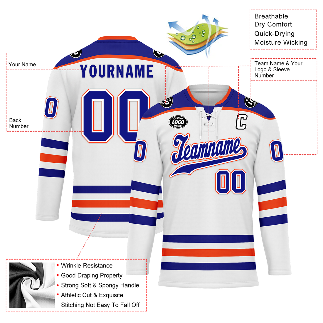 Custom White Blue Personalized Hockey Jersey HCKJ01-D0a70c7