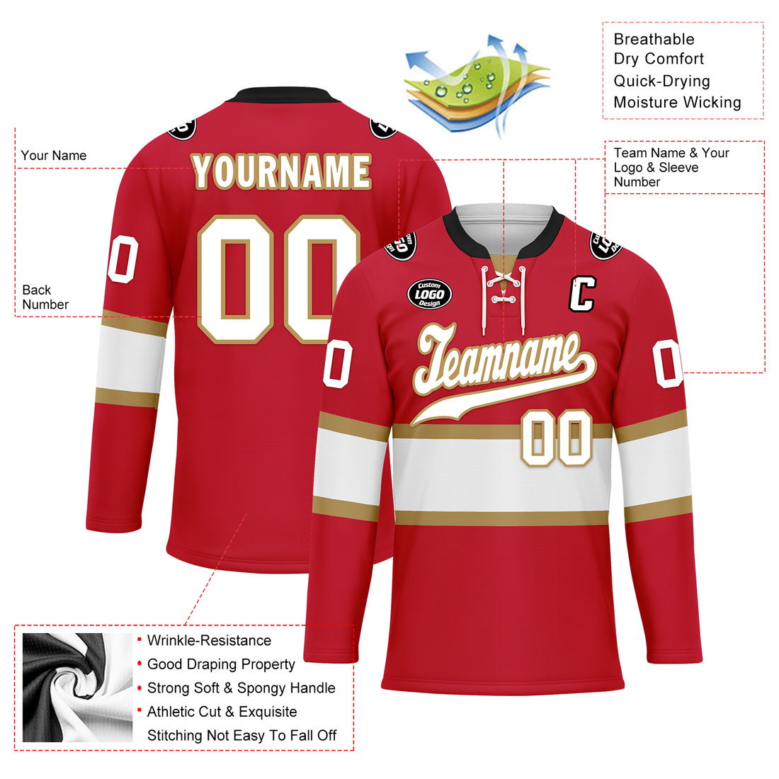 Custom Red White Personalized Hockey Jersey HCKJ01-D0a70ae