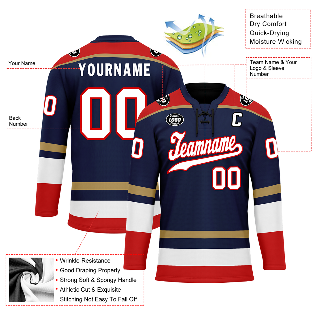 Custom Blue Red Personalized Hockey Jersey HCKJ01-D0a70af