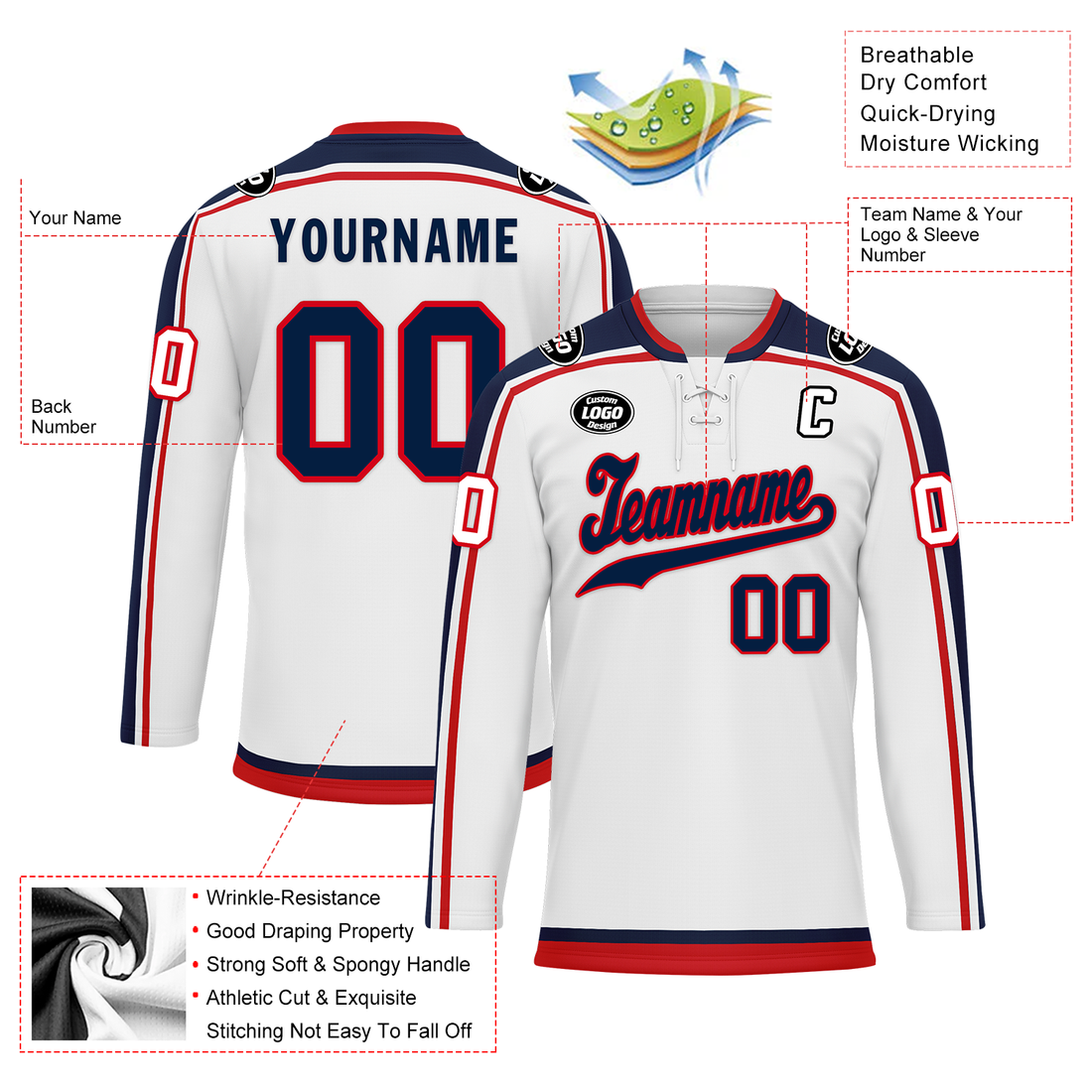 Custom White Personalized Hockey Jersey HCKJ01-D0a70fa