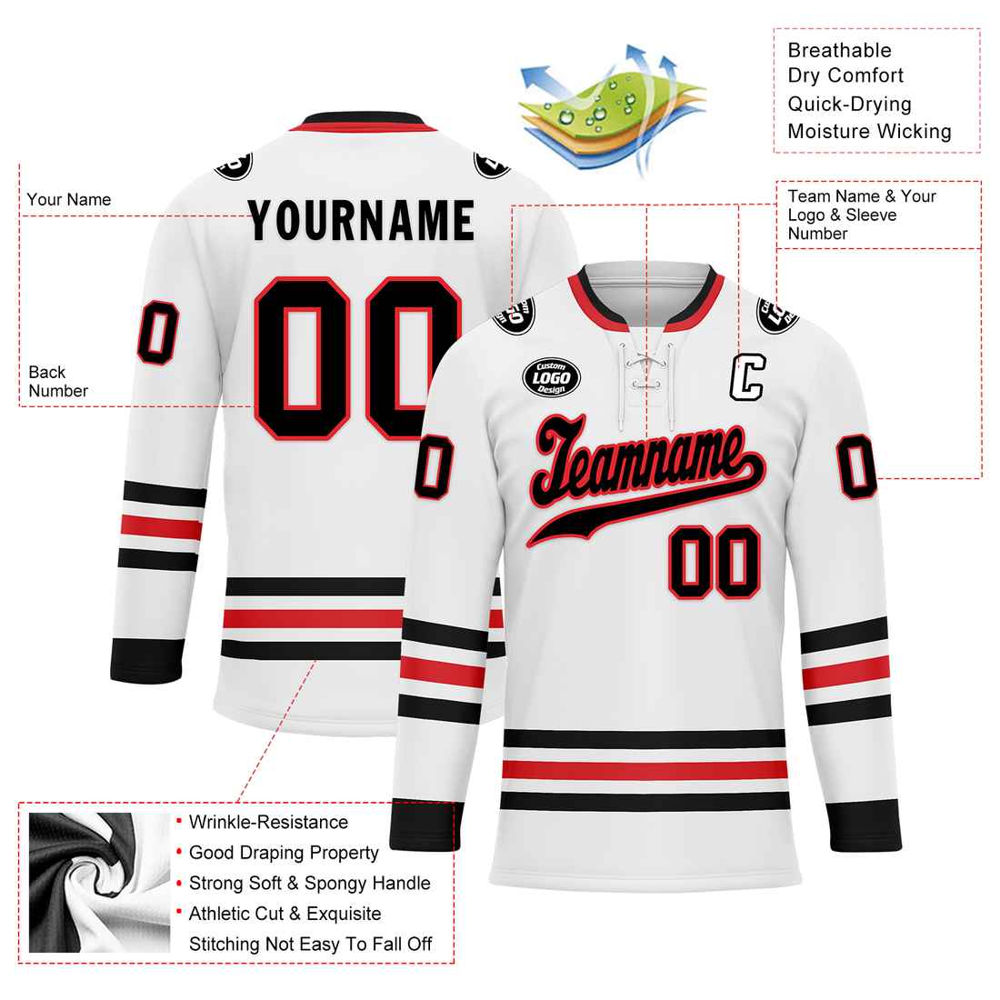 Custom White Personalized Hockey Jersey HCKJ01-D0a70be