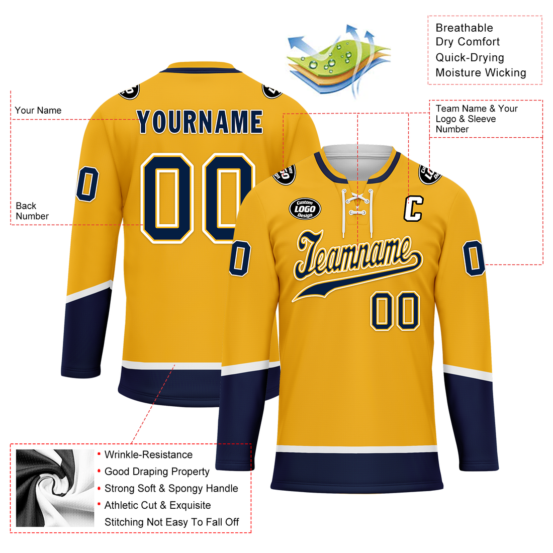 Custom Yellow Personalized Hockey Jersey HCKJ01-D0a70cb