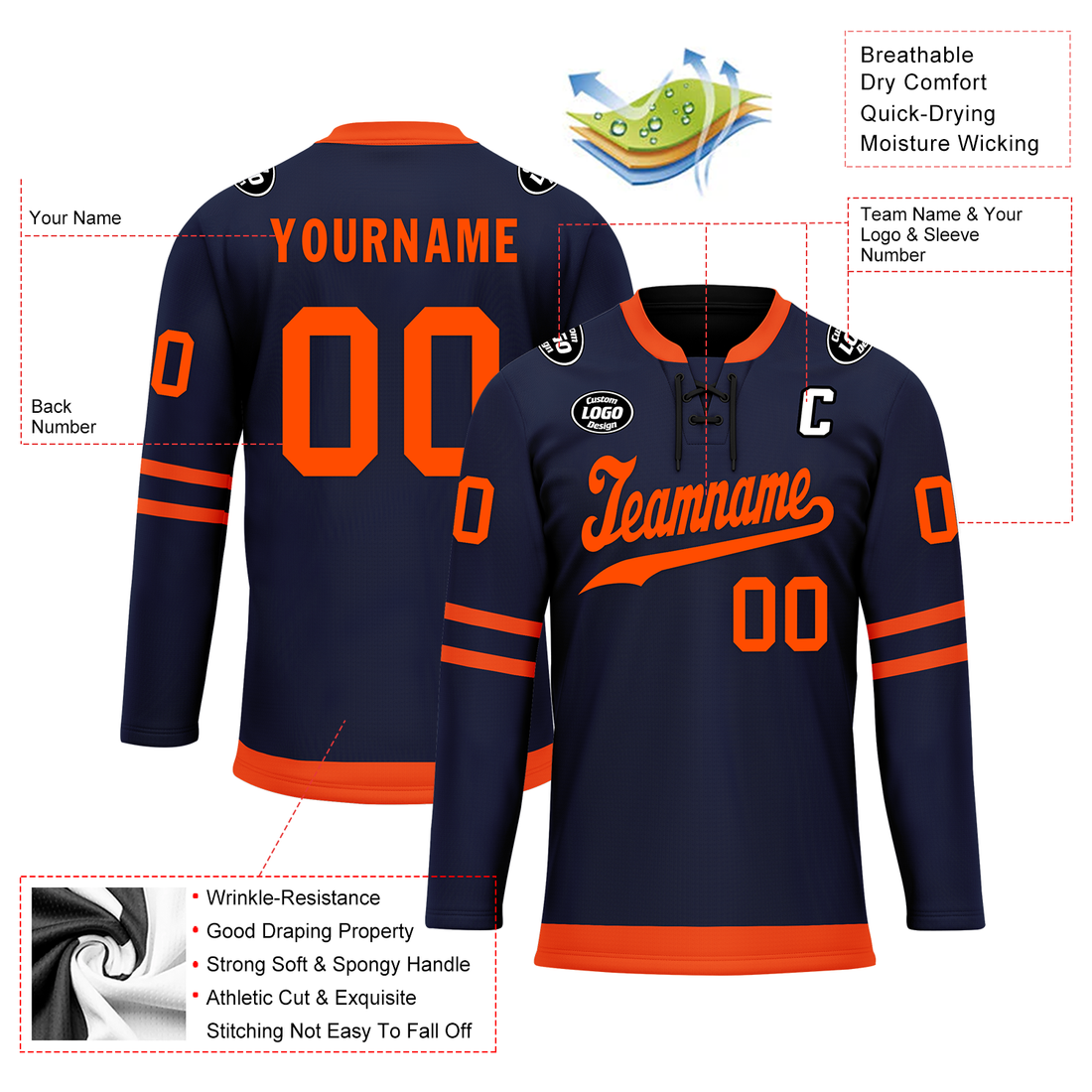 Custom Blue Orange Personalized Hockey Jersey HCKJ01-D0a70c8