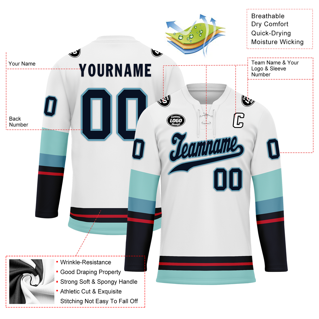 Custom White Blue Personalized Hockey Jersey HCKJ01-D0a70da